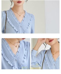 シャツ・ブラウス | ブラウス シャツ レディース 40代 上品 ブラウス きれいめ 通勤 OL ビジネス ゆったり トップス Vネック フリル 高級感 冬服 秋服 上品 春服 エレガント