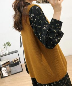 ニット・セーター | リブニットベスト レディース Vネック