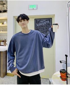 Tシャツ | ロングT メンズ 長袖 秋物 フェイク 切り替え レイヤード 重ね着風 20代30代 無地 カジュアル トレーナー 通学通勤 40代50代 カットソー