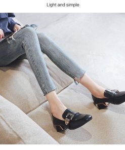 パンプス | スクエアトゥ チャンキーヒール ミドルヒール スリッポン レディース スリップオン シューズ 太ヒール ローファー 黒 22.5cm-25cm ブラック 30代