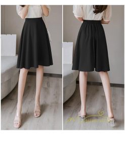 スカート | 膝丈 春秋 無地 フレアレディース ミディアム丈 ペンシルミモレ 黒 大人 20代 30代 40代 上品 OL エレガント 母 ママ