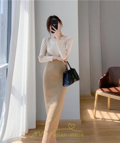 ニットワンピース | ワンピース 秋 秋服 レディース ニット ロングワンピース ロング 長袖 冬 冬服 タイト 切り替え 着痩せ お出かけ 韓国風 20代30代40代50代 通勤 2022新作