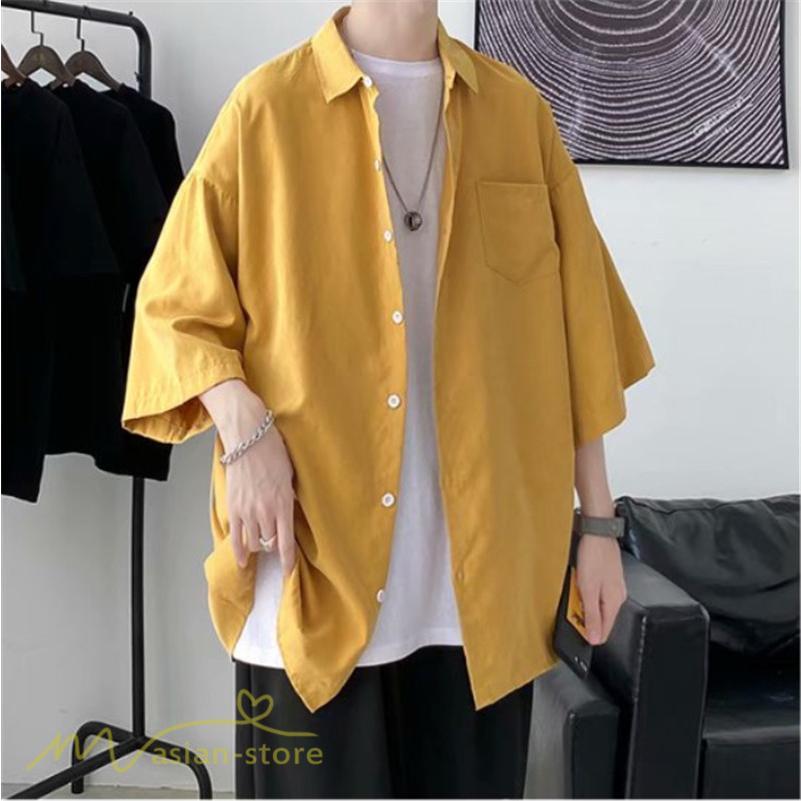 シャツ | 半袖 着痩せ 日常 おしゃれ カジュアル 韓国風 無地 新作 2021 夏コーデ ライトアウター ポケット 通勤通学 トップス ワイドゆったり 人気 上品
