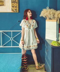 ミニ丈 | ワンピース ミニワンピース 膝上 レディース 夏 綿麻 きれいめ カジュアル 膝丈 Aライン おしゃれ 大人 可愛い セクシー Vネック 緑 赤 半袖 白 新作 上品