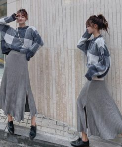 フレアスカート | ニットスカート レディース ハイウエスト フレアスカート