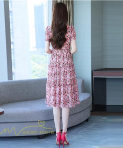 ミディアム | ワンピース レディース Aライン カジュアル Vネック サマー 半袖 ひざ丈 ミディアムワンピース 大きいサイズ 上品 花柄 着痩せ サマーワンピース 夏服