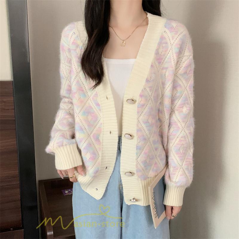 カーディガン | 2022秋冬ニットアウター レディース ニットニット セーター 長袖 羽織り フロントボタン 可愛い トップス 通学通勤 20代40代