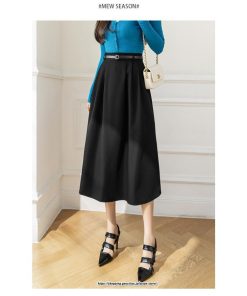 スカート | ロングきれいめ レディース Aラインデート 20代 30代 40代 50代 秋 冬 あったか 通勤 ハイウエスト お出かけ 細見え ベルト付き