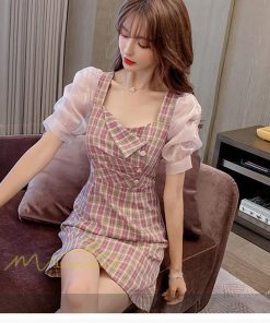 ミディアム | 半袖ワンピース 夏服 レディース 膝上丈 Aライン セクシー 可愛い スリム ワンピース おしゃれ パープル