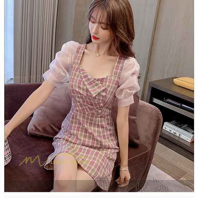 ミディアム | 半袖ワンピース 夏服 レディース 膝上丈 Aライン セクシー 可愛い スリム ワンピース おしゃれ パープル