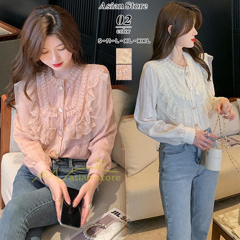 シャツ・ブラウス | ブラウス レディース きれいめ 春秋 40代 30代 長袖 カジュアルブラウス 可愛い おしゃれ 韓国風 通勤 着回し お出かけ エレガント 着痩せ 上品 レースシャツ