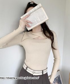 ニット・セーター | カットソー ニット レディース リブニット 長袖 秋冬 春 トップス スリム ストレッチ インナー 無地 通学通勤 プルオーバー 長袖カットソー 長袖ニット 着痩せ