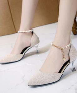 パンプス | ストラップサイドカット ポインテッドトゥ ピンヒール ストラップ 大きいサイズ 靴 黒 滑り止めソール シューズ 30代 ミドルヒール