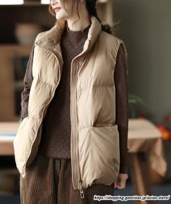 ベスト | ダウンレディース アウター 中綿スタンドカラー ジップアップ 秋冬 秋服 大人 防風防寒 ダウン 無地 トップス ベストアウター