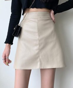スカート | 13色pu台Aラインミニ秋冬タイトハイウエスト ヒップアップ 合皮レザー 裏地付き 無地 安全性 セクシー