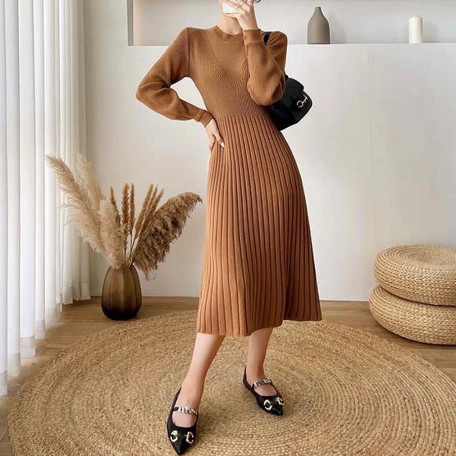 ワンピース | リブニット レディース 秋冬