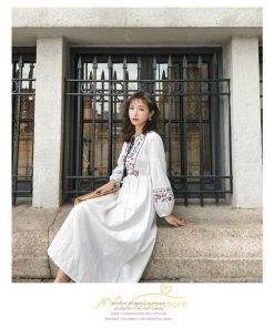 マキシ | ワンピース レディース エスニック風 ボヘミアン ロング丈 ロングワンピース 派手 ゆったり 民族風 長袖 綿麻 リゾート夏 海デート 海外旅行 丸首 秋 高品質