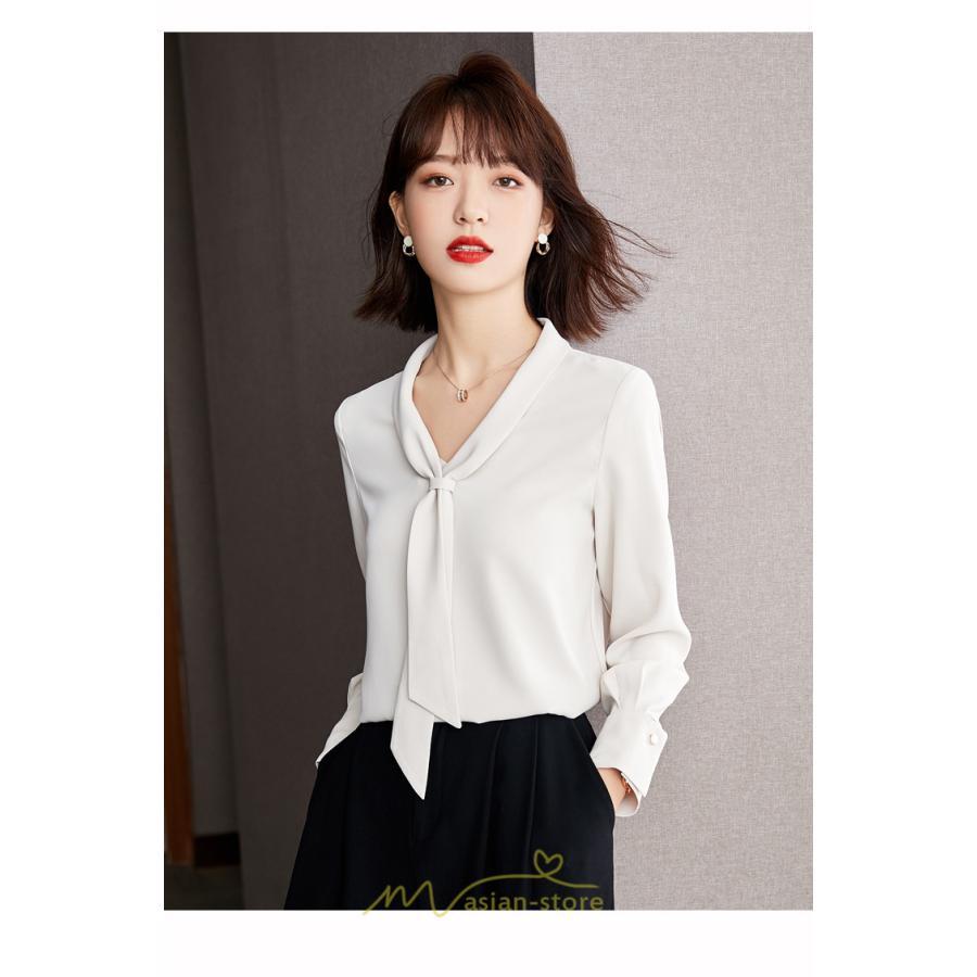シャツ・ブラウス | ブラウス レディース 長袖 秋冬 オフィス フォーマル スーツ インナー 白 シフォン 大きいサイズ ビジネス 20代 通勤 40代 体型カバー 30代 秋服