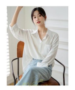 シャツ・ブラウス | ブラウス トップス 長袖 Vネック ボタン 無地 上品 通勤 レディース 秋 20代 30代 40代 OL ママ 母 フェミニン デート お出かけ 通勤 リクルート お仕事
