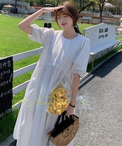 マキシ | ワンピース レディース 春夏 半袖ワンピース 40代 キレイめ ロングワンピース 無地 Aラインワンピース ゆったり オシャレ 20代30代 シンプル 韓国風 通勤 着痩せ