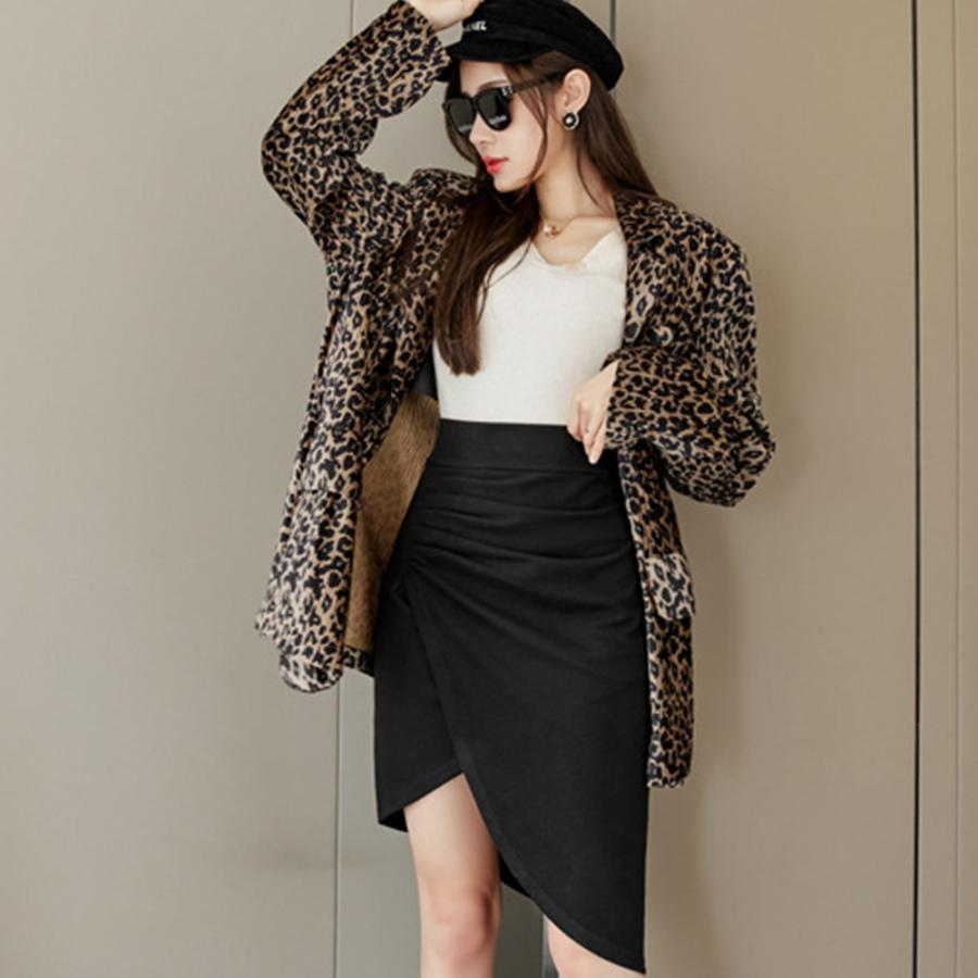 タイトスカート | ウールライク ギャザースカート 不規則裾