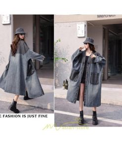 オーバーオール サロペット | デニム コート レディース ロングコート アウター 春夏 20代 30代 40代 フード付き カジュアル スプリングコート 通勤 大きいサイズ 大きいサイズ