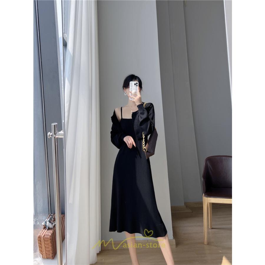 ニットワンピース | セットアップ レディース 秋冬 きれいめ ロング丈無地 20代30代40代50代 長袖 可愛い お出かけ 大人 通勤 韓国風 着痩せ