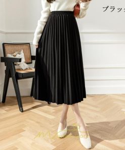 スカート | ロングロング 春 秋 プリーツ レデイース  体型カバー 着痩せ 通勤 通学 裏地付き ウエストゴム ゆったり お呼ばれ 楽チン 女子会 キレイめ