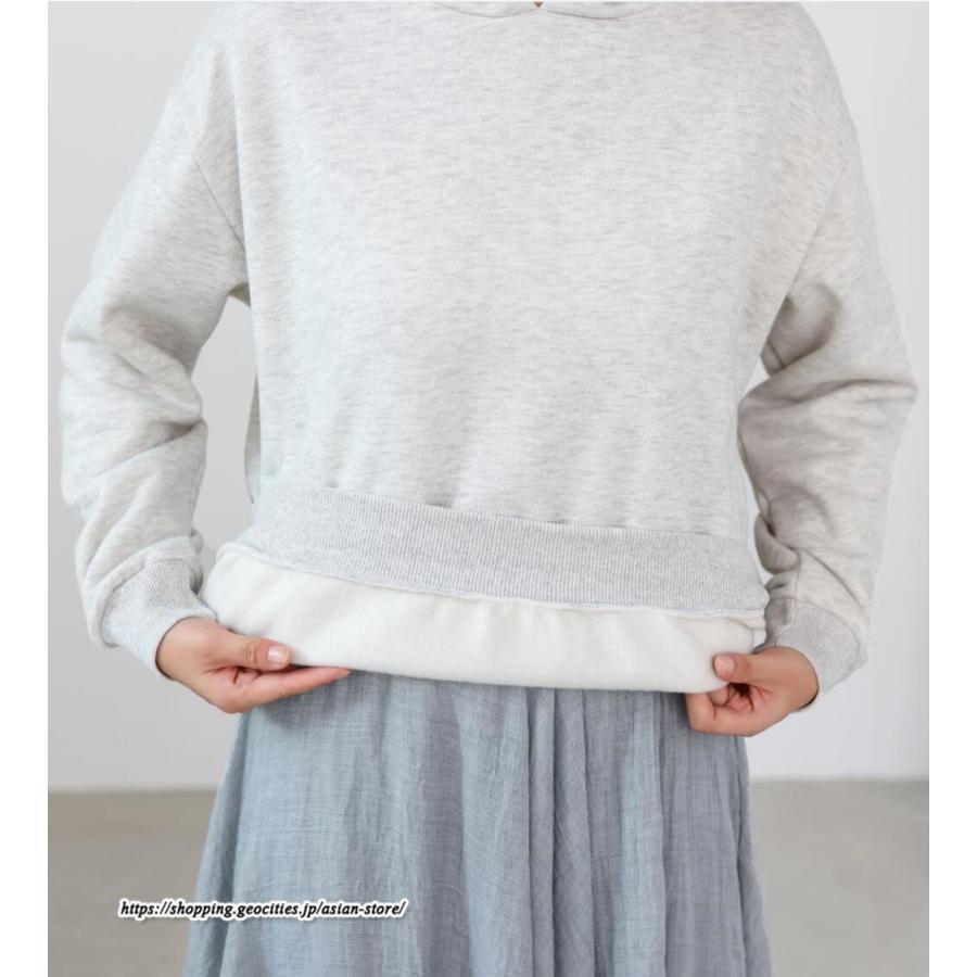 パーカー | バックパール プルオーバー 長袖 バックタック トレーナー レディース フェイクパール ゆったり フード付き 裏起毛 防風 厚手 防寒 秋冬 あったか