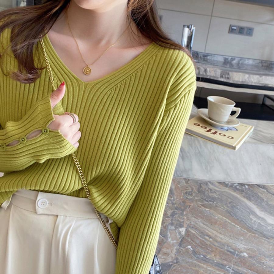 ニット・セーター | リブニットトップス レディースニットソー