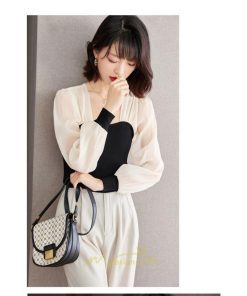 シャツ・ブラウス | ブラウス シャツ 切り替え レディース 春秋  ゆったり 長袖 20代30代40代50代 カジュアル きれいめ オシャレ シフォン 高級感 エレガント フォーマル 通勤