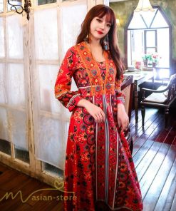 マキシ | ロングワンピース 九分袖 夏ワンピース 秋新作 Aラインワンピース マキシワンピース 刺繍 花柄 プリント 切り替え 旅行 舞台 ダンス 30代40代 可愛い ワンピース