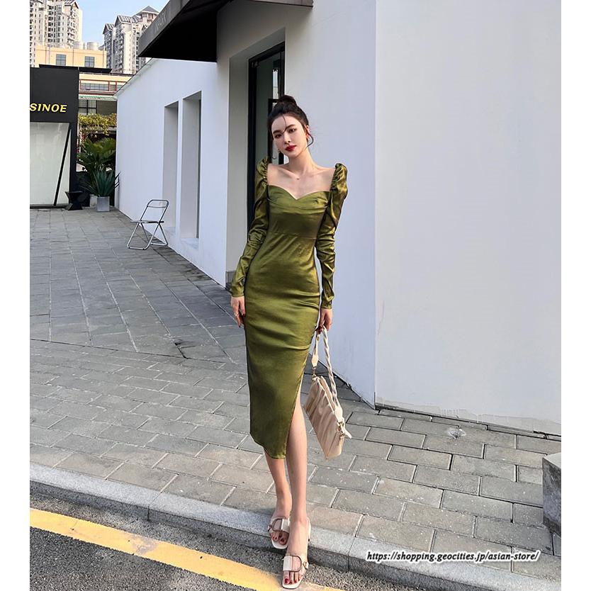 タイト | ワンピースタイトワンピース長袖 上品 セクシー高級感 ワンピース タイトワンピース ヒップアップ スリム 美ライン エレガント お呼ばれ シルエット