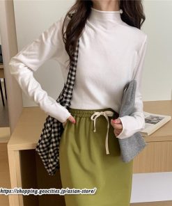 ニット・セーター | カットソー ニット レディース ハイネック 長袖 秋冬 春 トップス スリム ストレッチ インナー 無地 長袖カットソー 通学通勤 長袖ニット プルオーバー 着痩せ