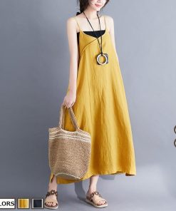 マキシ | キャミソールワンピース リネンワンピース ロングワンピース Aラインワンピース ワンピース キャミソール 大人 20代30代 無地 通学通勤 可愛い 夏秋物