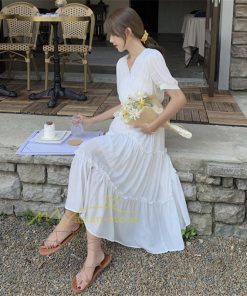 マキシ | ワンピース レディース 夏 40代 きれいめ 膝丈ワンピース 半袖 シフォンワンピ フリル ロング丈ワンピ オシャレ 着痩せ カジュアル 上品 上品 エレガント 新作