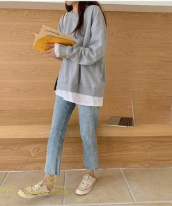 パーカー | 重ね着トレーナー レディース 長袖 トップス カジュアル スウェット 重ね着風 チュニック 体型カバー カットソー ゆったり カジュアル プルオーバー トレーナー