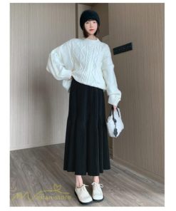 スカート | マタニティレディース 着痩せ リブニット 無地 マタニティウェア ウエスト調整 産前 産後 妊婦着 ハイウエスト 妊婦服 カジュアル Aライン