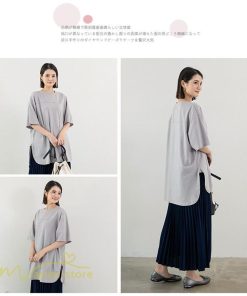 tシャツ・カットソー | カットソー Tシャツ レディース 着痩せ 無地 半袖 クルーネック おしゃれ フリーサイズ 6色展開 裾口スリット 夏新作 柔らか 体型カバー おしゃれ カジュアル