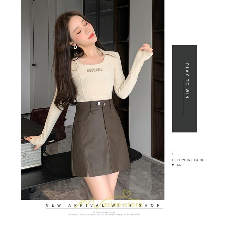 スカート | ミニレディース レザー Aライン タイト フェイクレザー 美シルエット シンプル ショート丈 着回し 通勤 お出かけ カジュアル