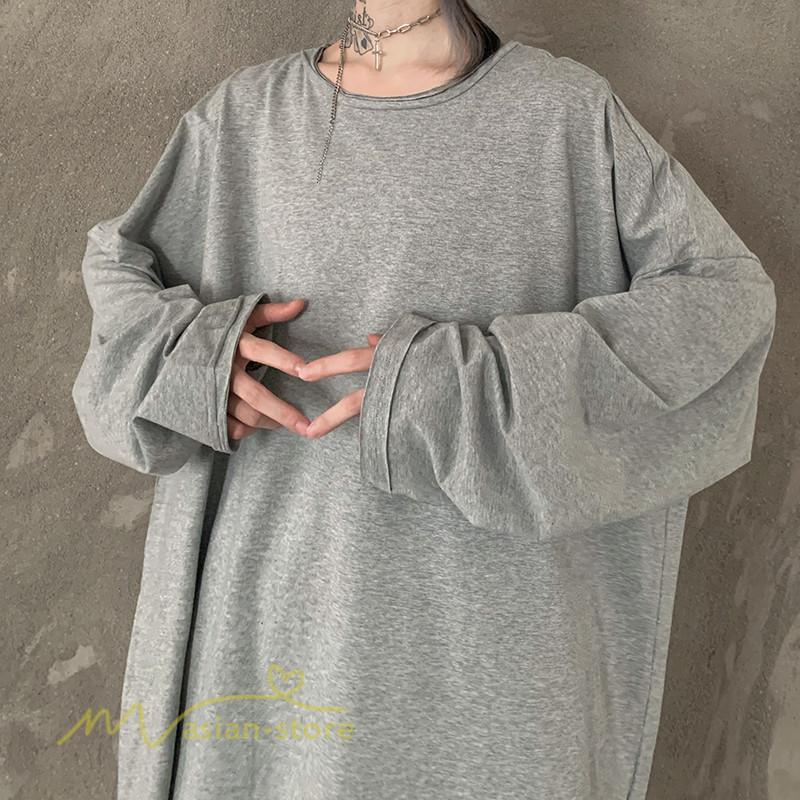 パーカー | 不規則 トップス レディース 2021新作 ワイドプルオーバー フードなし Tシャツ 長袖 インナー 日常感 着回し ゆったり 単品売り カジュアル