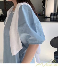 マキシ | ワンピース レディース パフスリーブロングワンピース ハーフスリーブ マキシワンピース ロング丈 半袖 マキシ丈 送料無料 韓国ファッション カジュアル