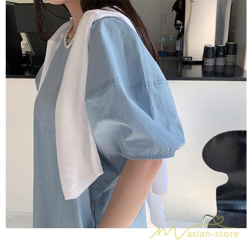 マキシ | ワンピース レディース パフスリーブロングワンピース ハーフスリーブ マキシワンピース ロング丈 半袖 マキシ丈 送料無料 韓国ファッション カジュアル