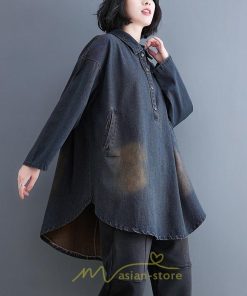 シャツ・ブラウス | デニムシャツワンピ ワンピース ロング 長袖 デニム 送料無料 大きいサイズ マタニティ 体型カバー 春 夏 秋 冬 50代 20代 30代 40代 おしゃれ