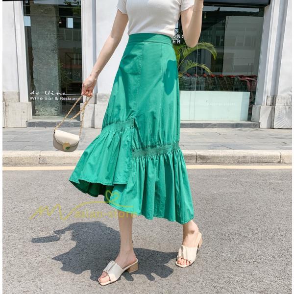 スカート | ボトムス レディース きれいめ 40代 30代 春秋 ロング丈 綿おしゃれ カジュアル 無地 通勤 OL 韓国風 通学 不規則 お出かけ 夏物 上品 着痩せ