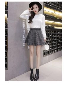 在庫ある | 短納期フレアスカートAラインスカート ミニ丈スカート ハイウエスト 体型カバー 裏地付き ウエストベルト付き チェックスカート 可愛い ラシャスカート 通学通勤