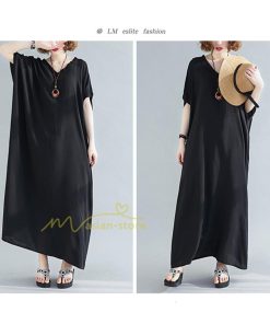 ミディアム | ワンピース マキシワンピース レディース ワンピ ロングワンピース ロングワンピ ロング マキシ 半袖 Vネック 体型カバー 2022夏物 カジュアル 20代30代40代50代