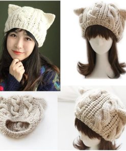 ニット帽 | レディース 猫耳帽子 ねこみみ 秋新作 毛糸