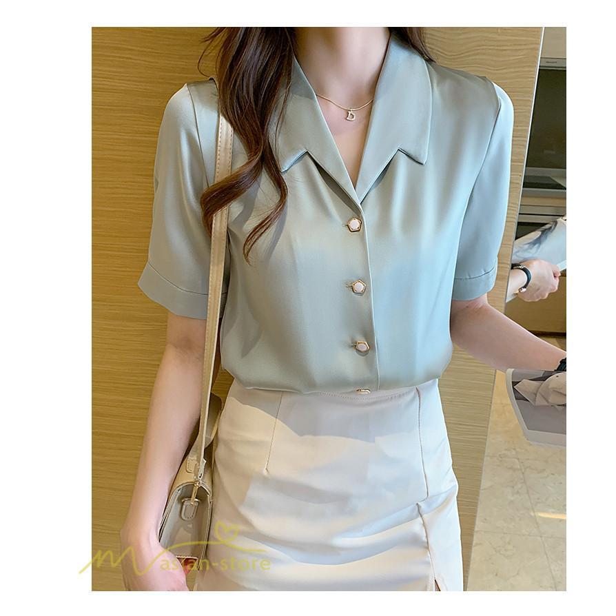 シャツ・ブラウス | シャツ Tシャツ ブラウス レディース 無地 半袖 春 夏 トップス 秋 Vネック フォーマル オフィス 可愛い おしゃれ カジュアル サマー トップス 秋 半袖シャツ