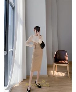 ニットワンピース | ワンピース 秋 秋服 レディース ニット ロングワンピース ロング 長袖 冬 冬服 タイト 切り替え 着痩せ お出かけ 韓国風 20代30代40代50代 通勤 2022新作